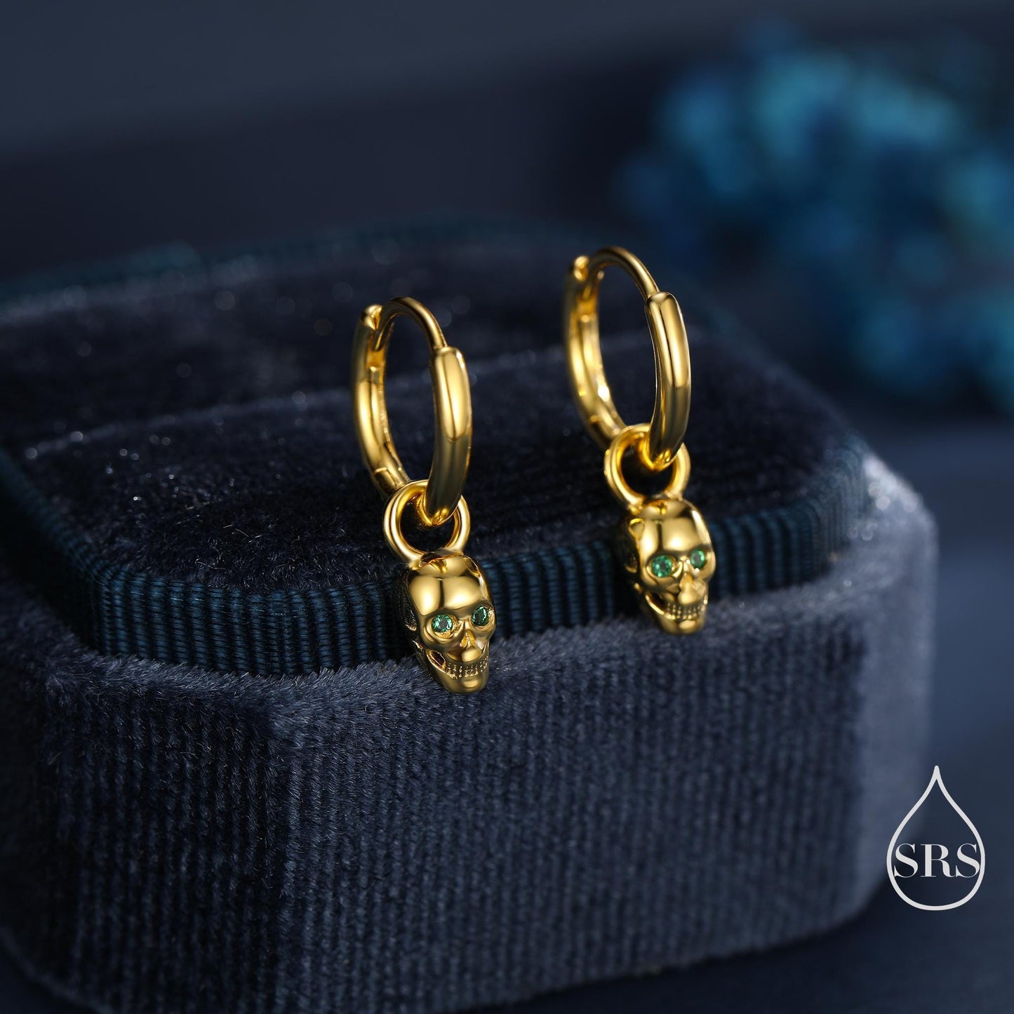 Extra Tiny Skull Huggie Hoop Earrings in Sterling Silver, Silver, Gold or Rose Gold, Detachable Skull Charms, Silver Skull Hoop Earrings