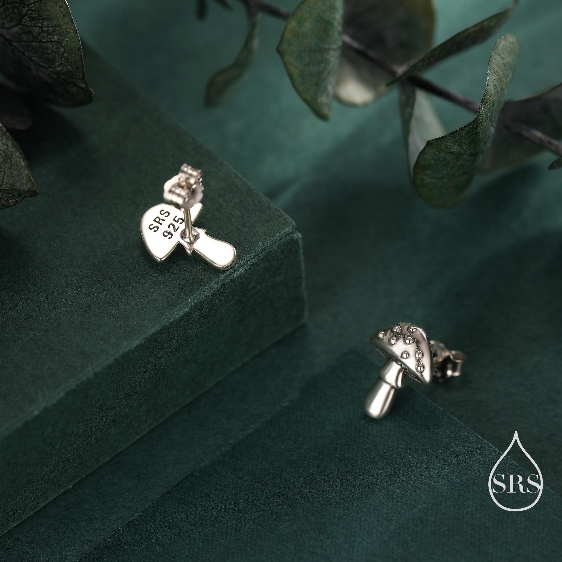 Cute Mushroom Stud Earrings in Sterling Silver, Oxidised Silver or Gold or Rose Gold Finish, Small Mushroom Earrings
