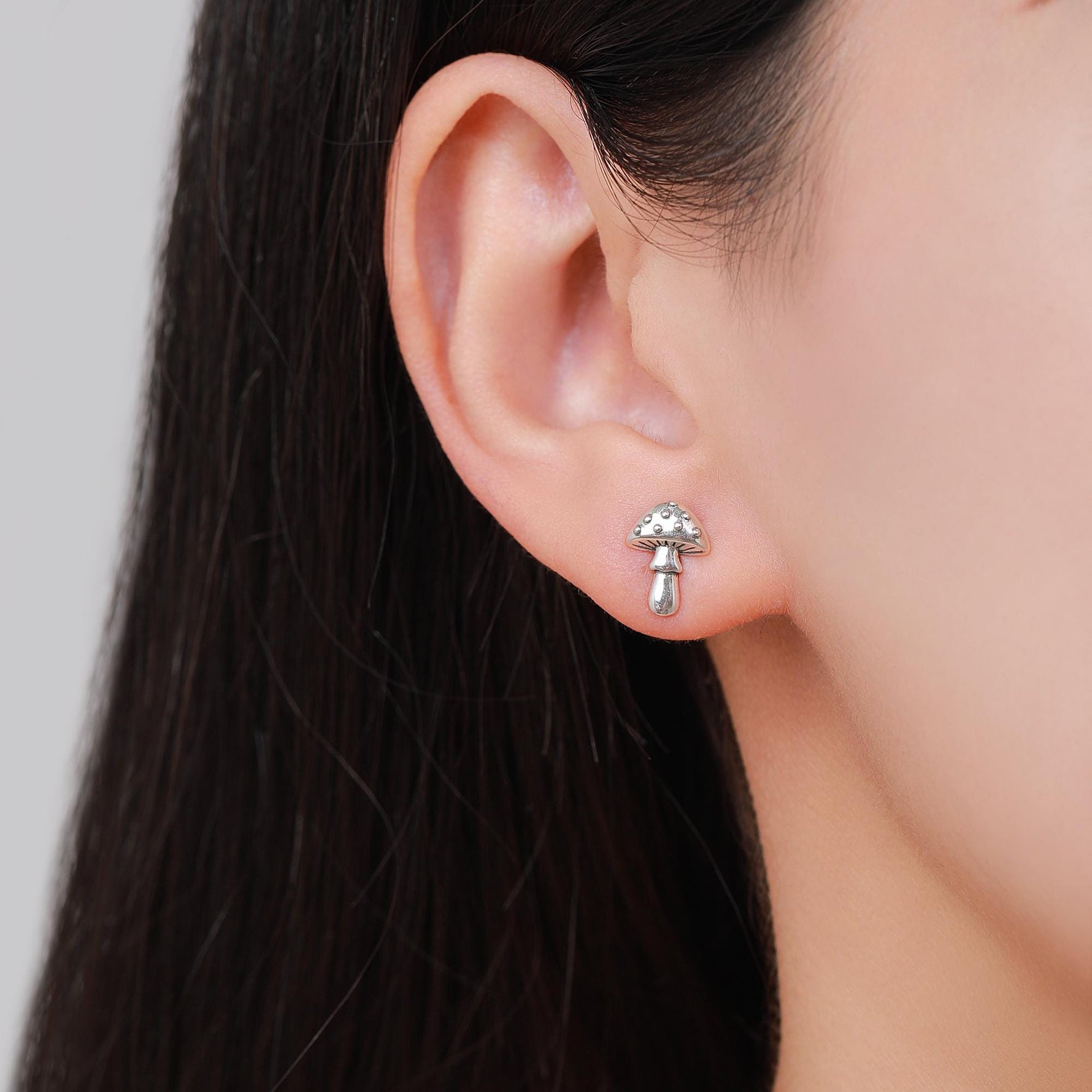 Cute Mushroom Stud Earrings in Sterling Silver, Oxidised Silver or Gold or Rose Gold Finish, Small Mushroom Earrings