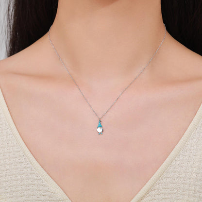 Tiny Gnome Pendant Necklace in Sterling Silver, Blue or Red, Cute Gnome Necklace, Silver Gnome Necklace