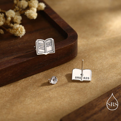 Book Earrings in Sterling Silver, Silver or Gold or Rose Gold, Fun and Quirky Gift for a Book Lover