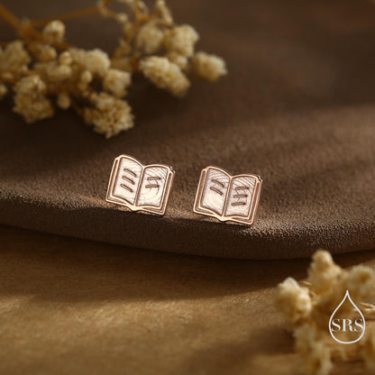 Book Earrings in Sterling Silver, Silver or Gold or Rose Gold, Fun and Quirky Gift for a Book Lover