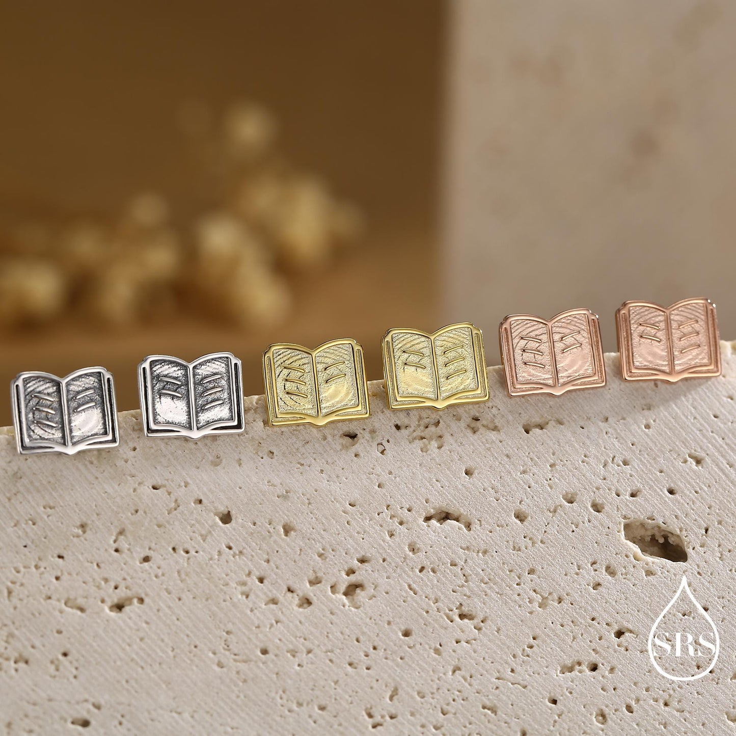 Book Earrings in Sterling Silver, Silver or Gold or Rose Gold, Fun and Quirky Gift for a Book Lover