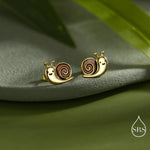 Enamel Snail Stud Earrings in Sterling Silver, Cute Snail Stud, Nature Inspired Design