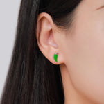 Enamel Chilli Pepper Stud Earrings in Sterling Silver, Green Chilli or Red Chilli Earrings, Chilli Pepper Earrings