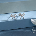 Braided Ribbon Bow Stud Earrings in Sterling Silver, Available in Silver, Gold or Rose Gold, Ribbon Earrings, Ribbon Bow Earrings