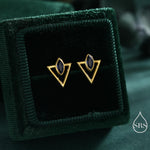 Sterling Silver Triangle and Sapphire Blue Marquise CZ Arrow Arrowhead Stud Earrings, Silver, Gold, Open Triangle Earrings