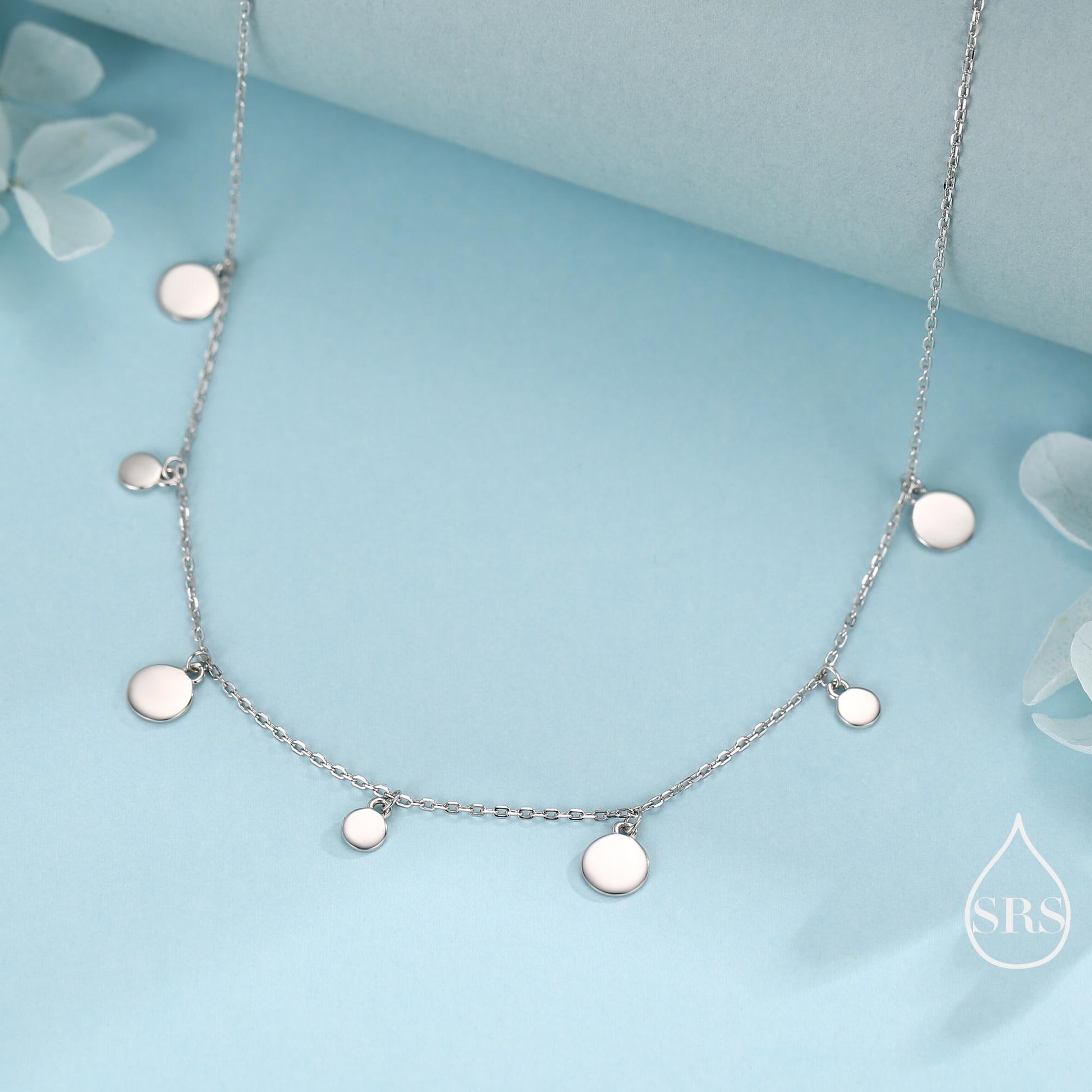 Dainty Disk Choker Necklace in Sterling Silver, Silver Disk Choker Collar Necklace, Silver or Gold