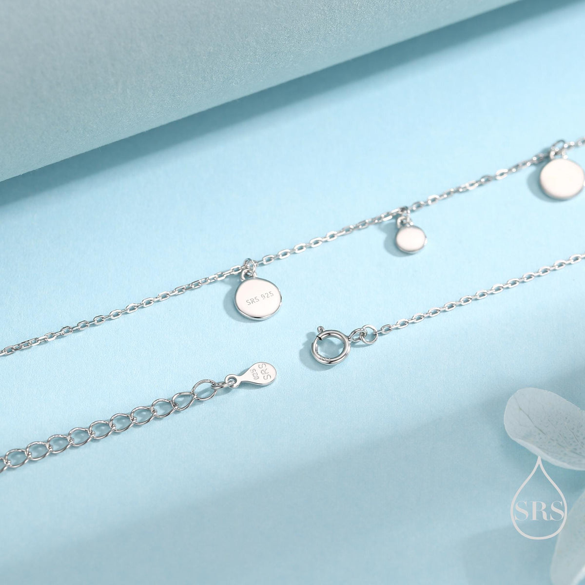 Dainty Disk Choker Necklace in Sterling Silver, Silver Disk Choker Collar Necklace, Silver or Gold