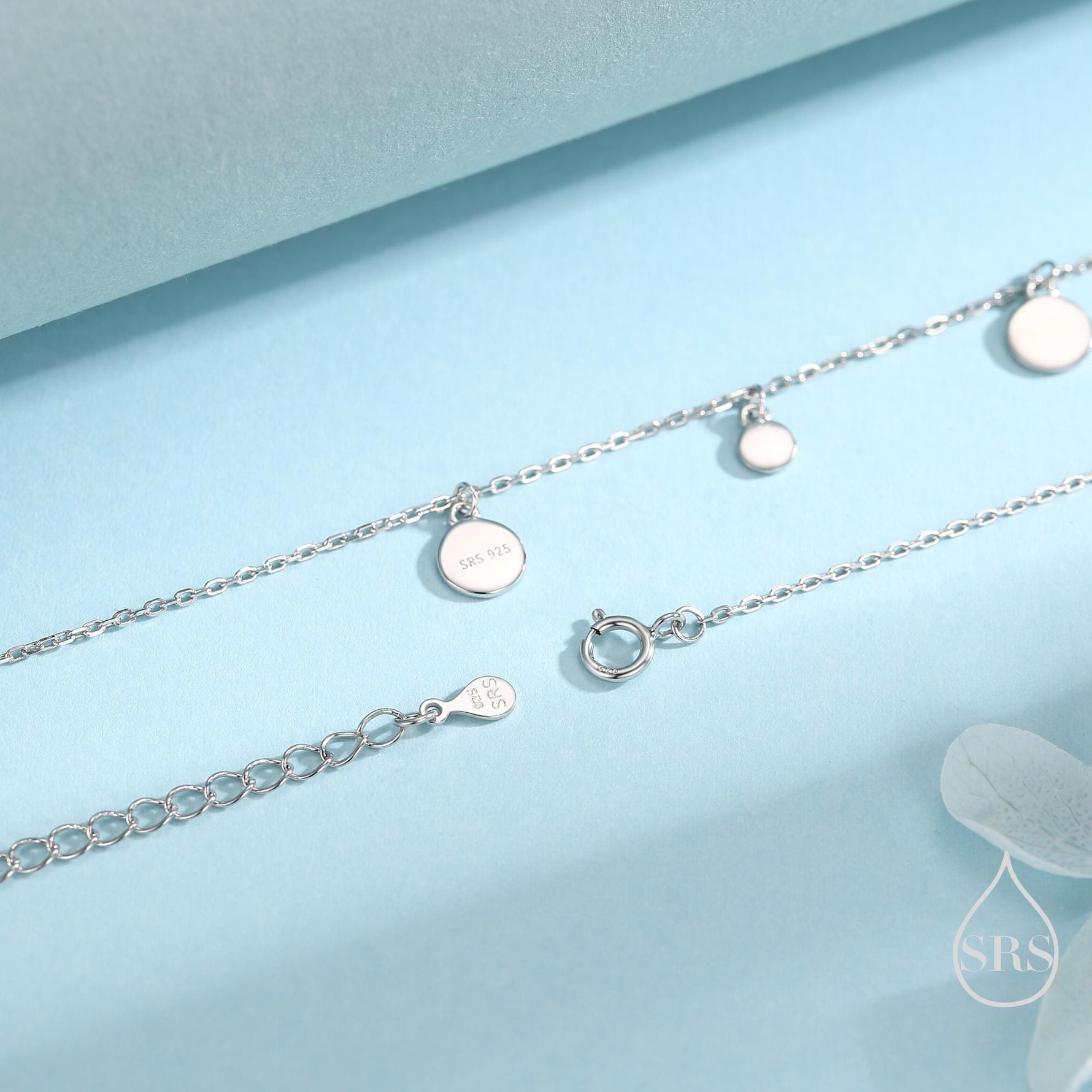 Dainty Disk Choker Necklace in Sterling Silver, Silver Disk Choker Collar Necklace, Silver or Gold