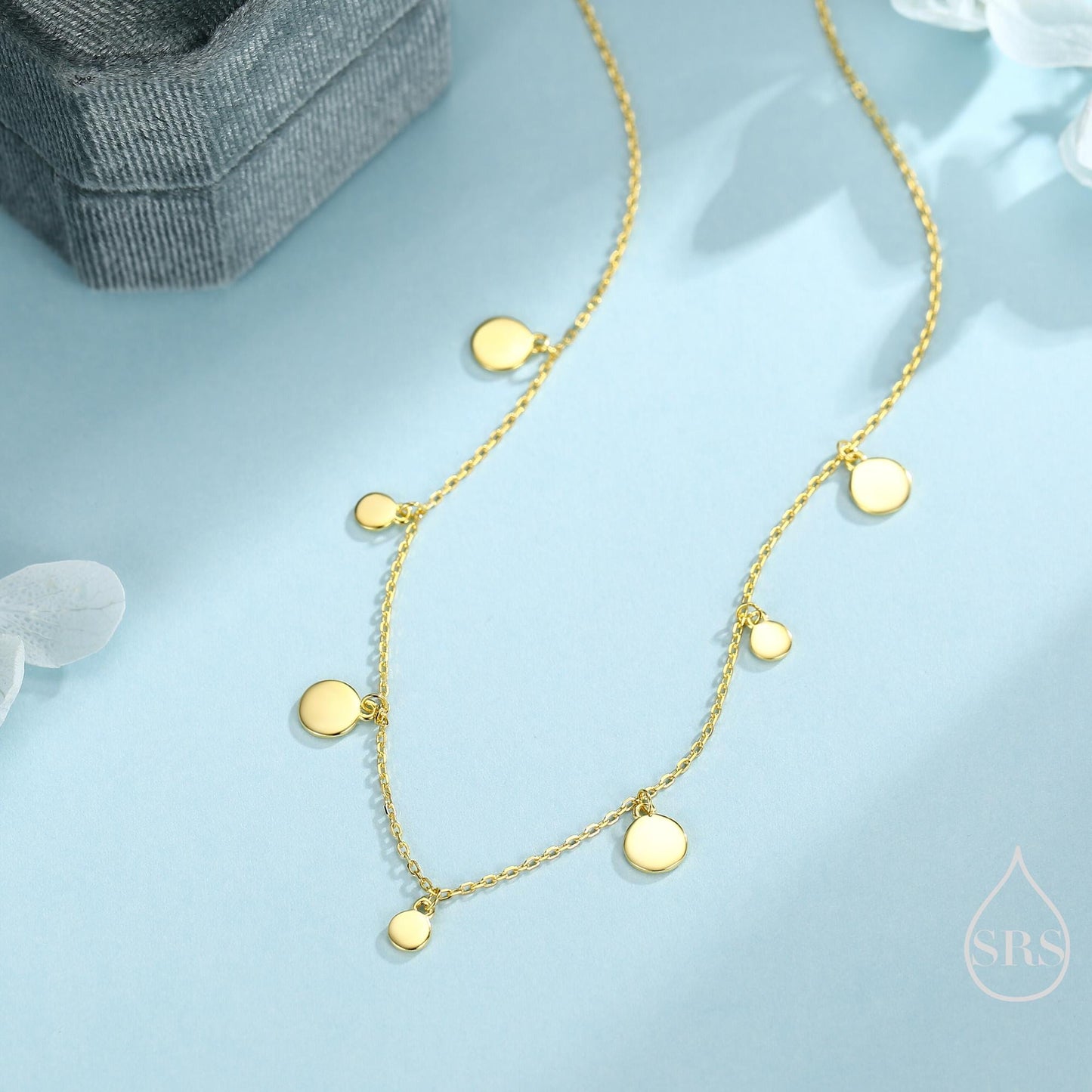 Dainty Disk Choker Necklace in Sterling Silver, Silver Disk Choker Collar Necklace, Silver or Gold