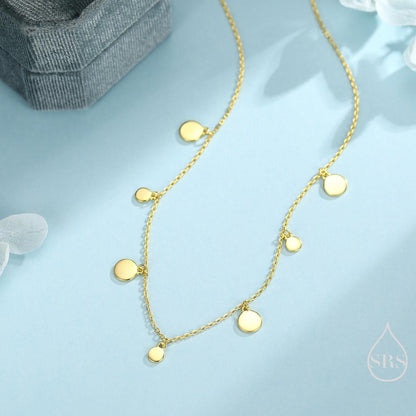 Dainty Disk Choker Necklace in Sterling Silver, Silver Disk Choker Collar Necklace, Silver or Gold