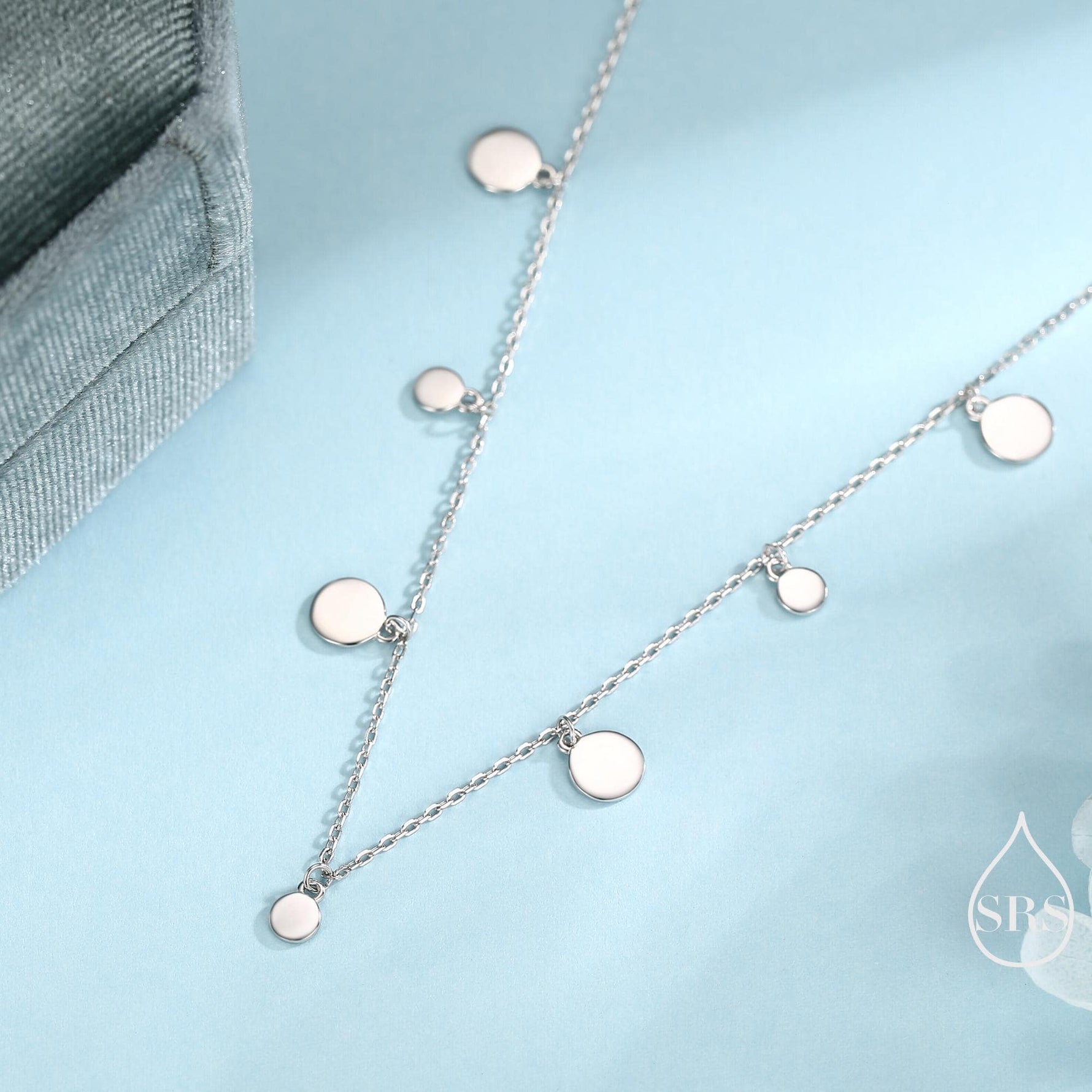 Dainty Disk Choker Necklace in Sterling Silver, Silver Disk Choker Necklace, Silver or Gold