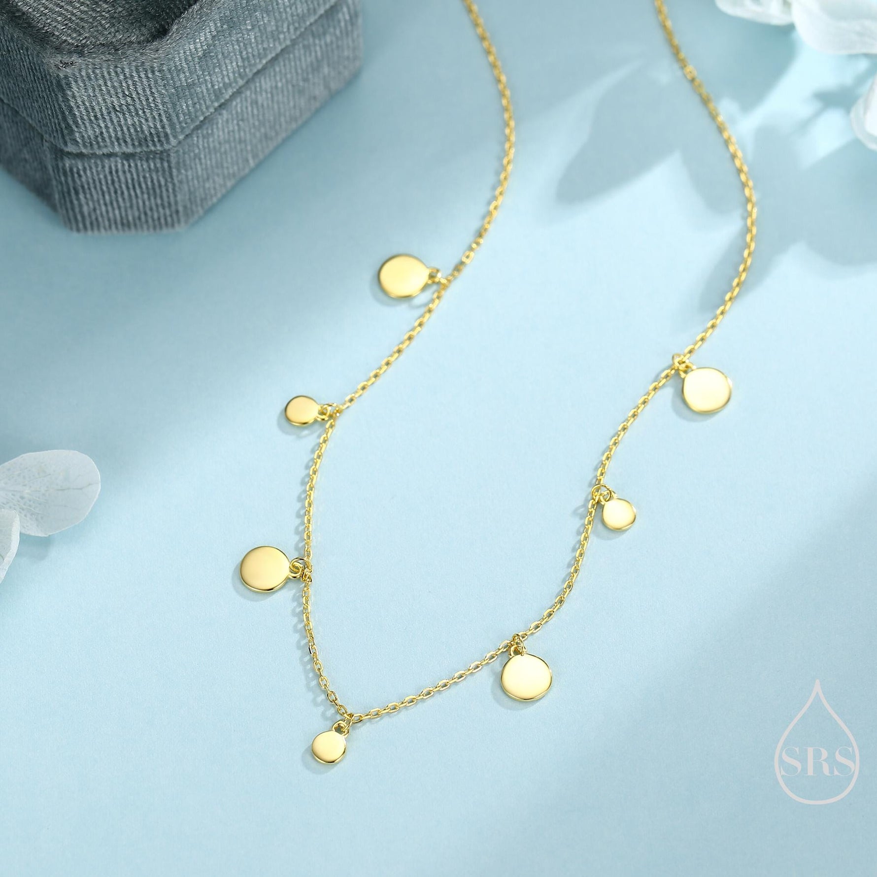 Dainty Disk Choker Necklace in Sterling Silver, Silver Disk Choker Necklace, Silver or Gold