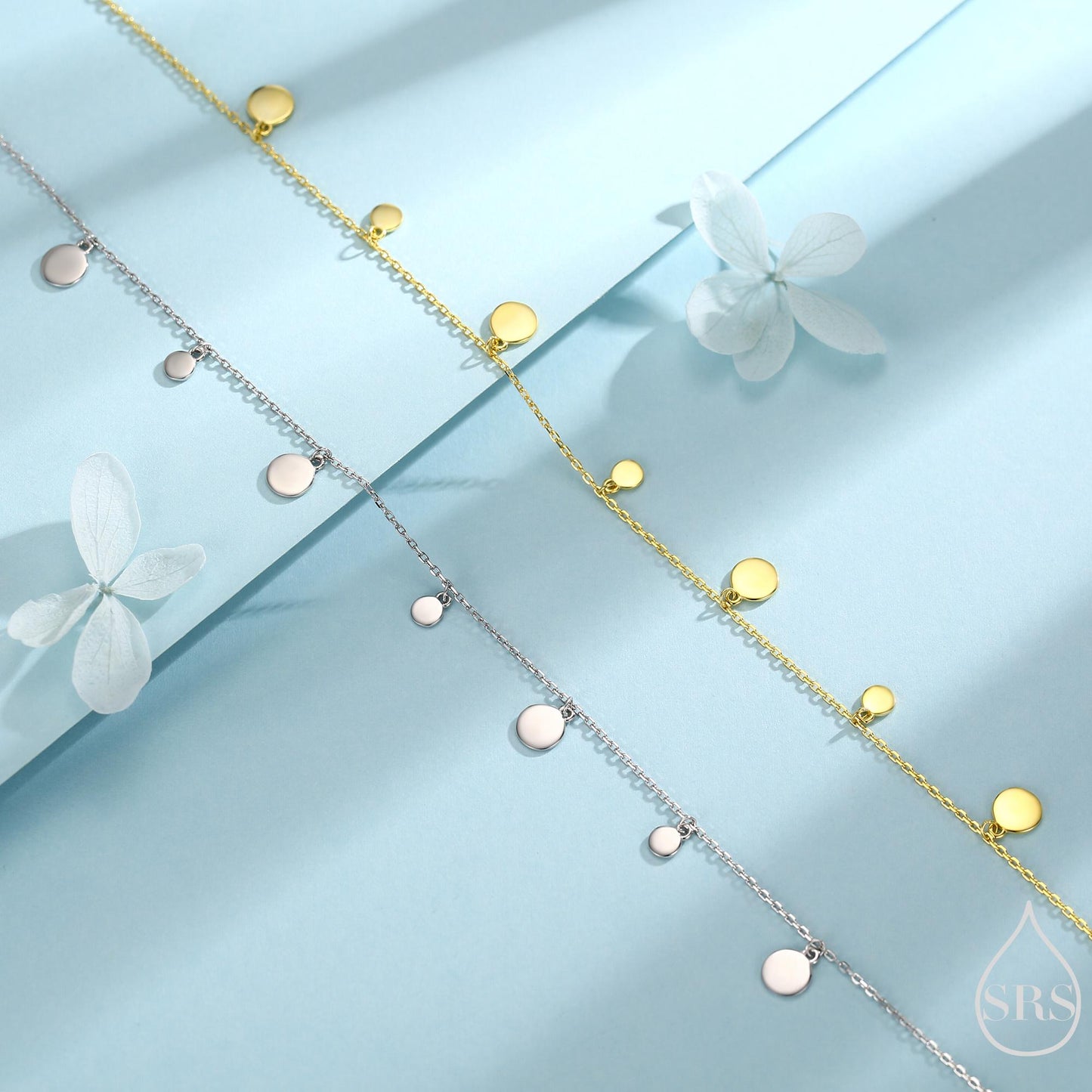 Dainty Disk Choker Necklace in Sterling Silver, Silver Disk Choker Necklace, Silver or Gold