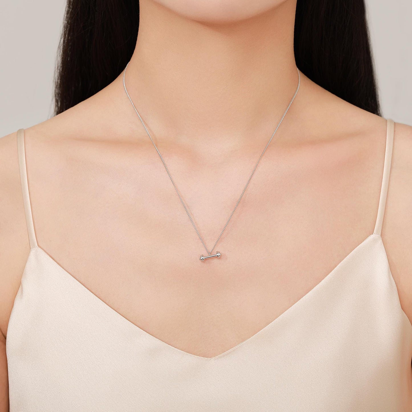 Delicate Dumbbell Pendant Necklace in Sterling Silver, Available in Silver, Gold or Rose Gold Finish, Tiny Dumbbell Weight Necklace