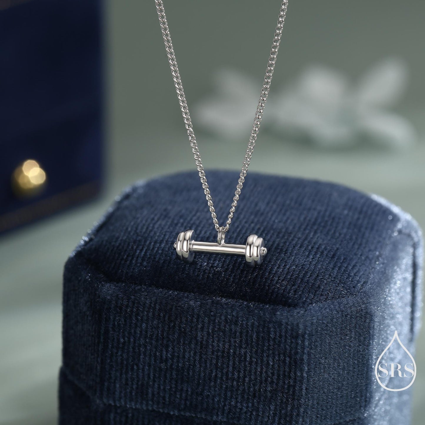 Delicate Dumbbell Pendant Necklace in Sterling Silver, Available in Silver, Gold or Rose Gold Finish, Tiny Dumbbell Weight Necklace