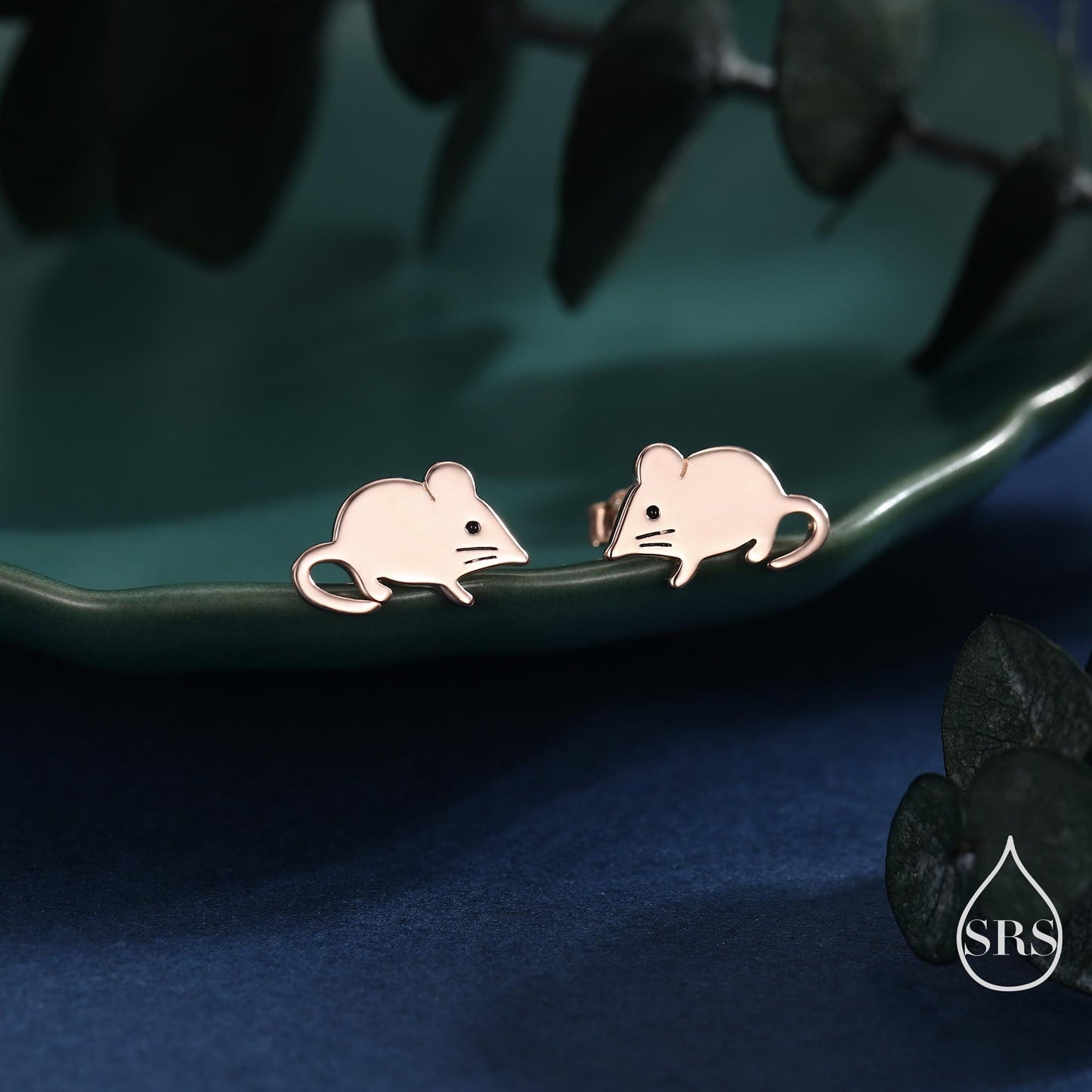 Cute Little Shrew Stud Earrings in Sterling Silver, Tiny Mouse Stud, Silver or Gold or Rose Gold, Fun Quirky Animal Jewellery