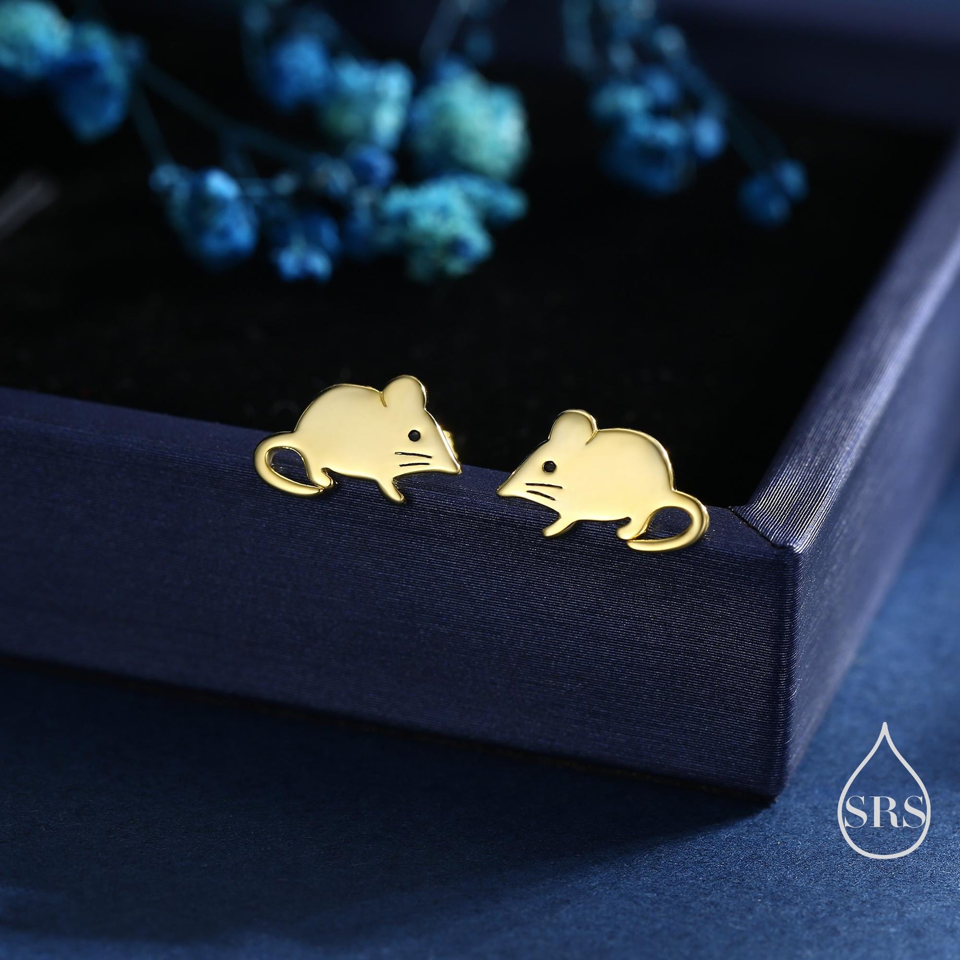 Cute Little Shrew Stud Earrings in Sterling Silver, Tiny Mouse Stud, Silver or Gold or Rose Gold, Fun Quirky Animal Jewellery