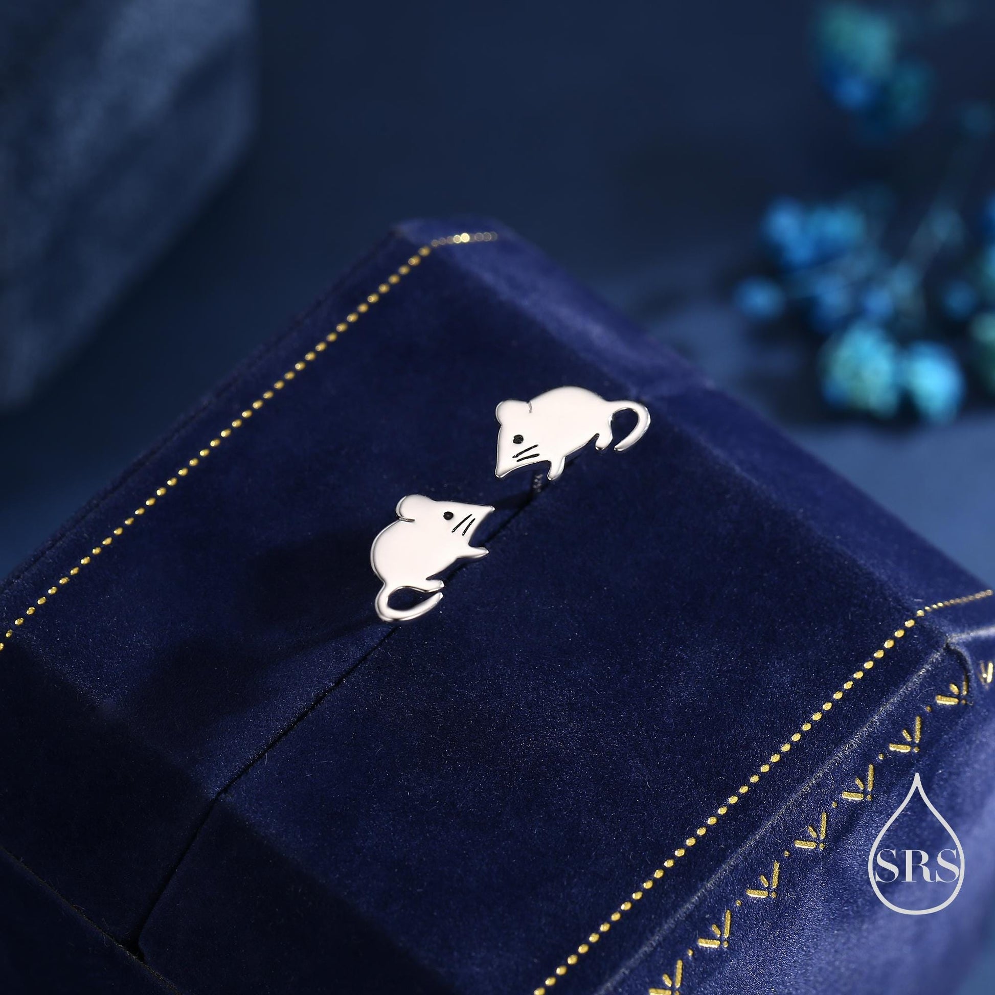 Cute Little Shrew Stud Earrings in Sterling Silver, Tiny Mouse Stud, Silver or Gold or Rose Gold, Fun Quirky Animal Jewellery