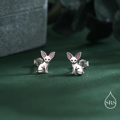 Fennec Fox Stud Earrings in Sterling Silver, Cute Fox Earrings, Cute and Quirky Earrings, Nature Inspired Earrings