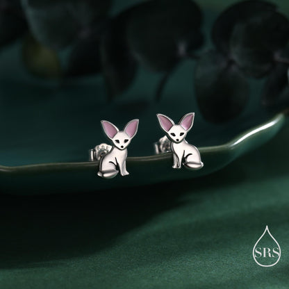 Fennec Fox Stud Earrings in Sterling Silver, Cute Fox Earrings, Cute and Quirky Earrings, Nature Inspired Earrings