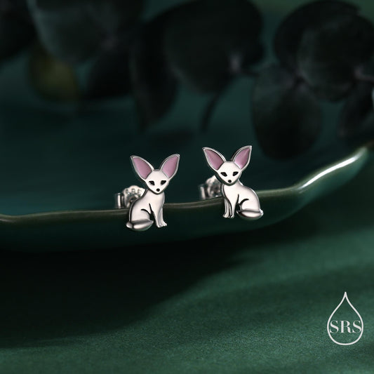 Fennec Fox Stud Earrings in Sterling Silver, Cute Fox Earrings, Cute and Quirky Earrings, Nature Inspired Earrings