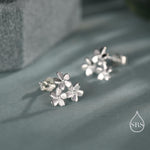 Cherry Blossom Flower Stud Earrings in Sterling Silver, Cherry Blossom Flower Earrings, Daisy Earrings, Flower Bouquets Earrings