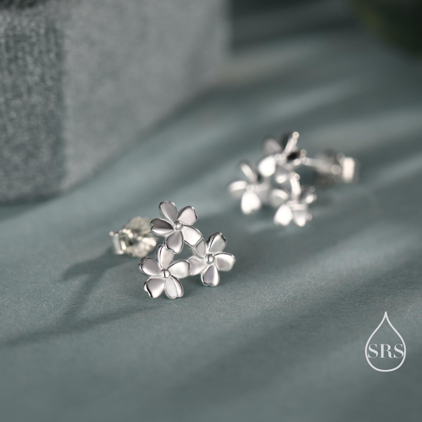 Cherry Blossom Flower Stud Earrings in Sterling Silver, Cherry Blossom Flower Earrings, Daisy Earrings, Flower Bouquets Earrings