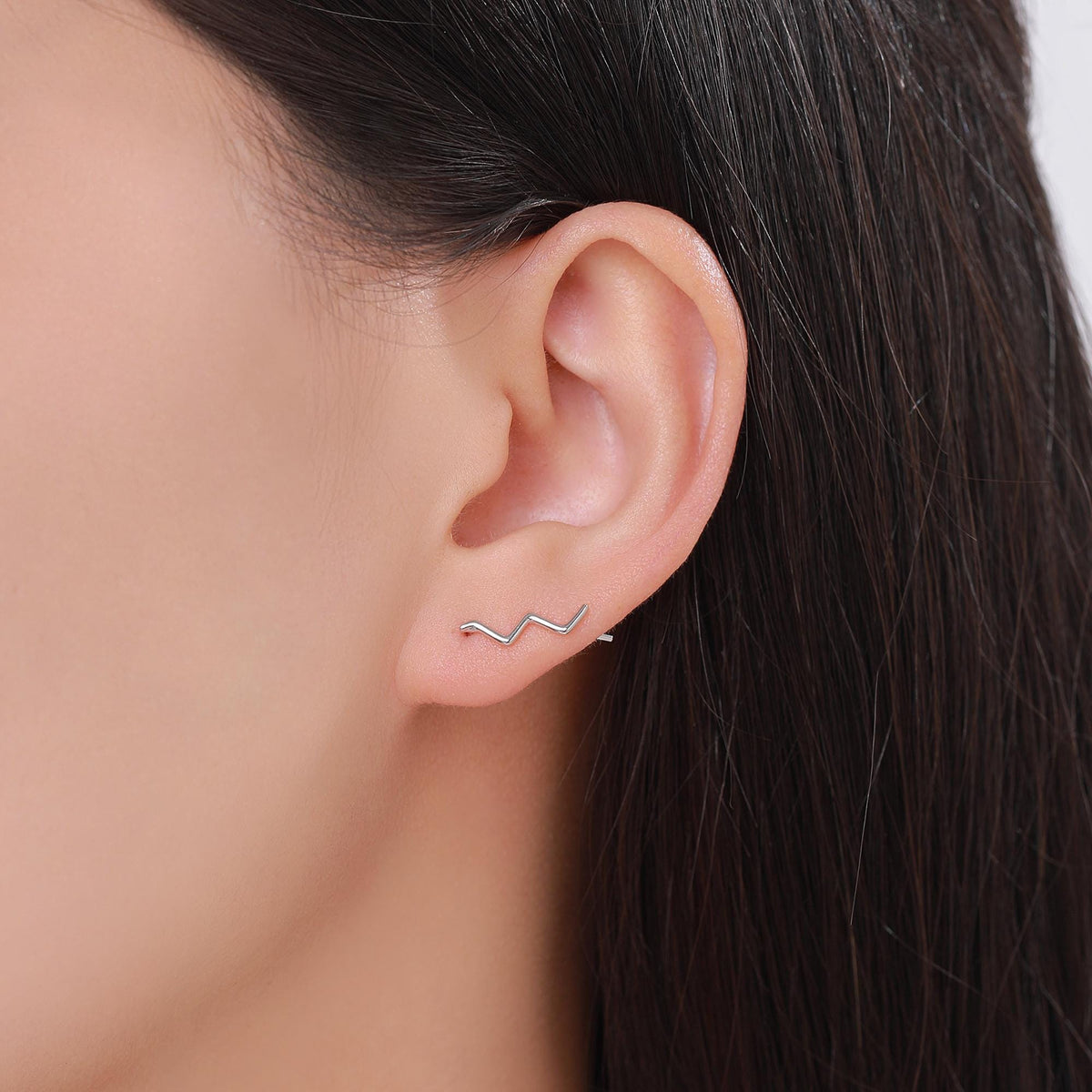 Zigzag Wave Crawler Earrings in Sterling Silver, Silver or Gold or Rose Gold, Minimalist Geometric, Ear Climbers