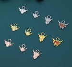 Highland Cow Charms for Huggie Hoops, Sold as a pair, Sterling Silver Charms for Earrings, Detachable, Silver or Gold, Interchangeable Charm