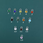 Natural & Synthetic Stone Charms for Huggie Hoops, Sterling Silver Round Detachable Charms, Various Gemstone Options