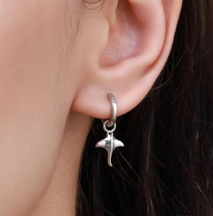 Ocean Theme Charms for Huggie Hoops in Sterling Silver, Sold as a pair, Charms for Earrings, Detachable, Silver or Gold or Rose Gold