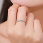 Ombre Half Eternity Ring in Sterling Silver, Silver or Gold, Gradient Colour CZ Skinny Ring, Minimalist Stacking Ring US 5 - 8