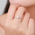 Freshwater Pearl CZ Gemstone Ring