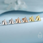 Paper Plane Stud Earrings in Sterling Silver, Silver or Gold or Rose Gold, Origami Airplane Earrings, Paper Airplane Stud