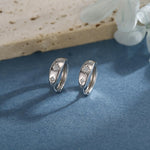 CZ Starburst Chubby Huggie Hoop Earrings in Sterling Silver, Gold or Rose Gold, North Star Earrings, Sunburst Earrings, Celestial