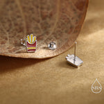 French Fries Sterling Silver Stud Earrings - Enamel Food Jewellery, Chips Earrings