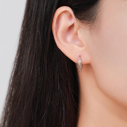 Triple Hoop Effect Earrings in Sterling Silver, Silver or Gold or Rose Gold, Large hoops, Dotted Hoops