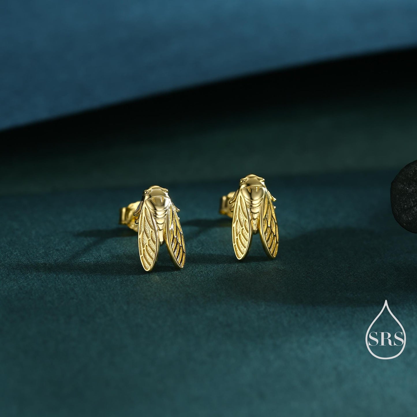 Sterling Silver Cicada Stud Earrings, Silver or Gold or Rose Gold, Cicada Insect Earrings in Sterling Silver, Animal Earrings, Fly Earrings