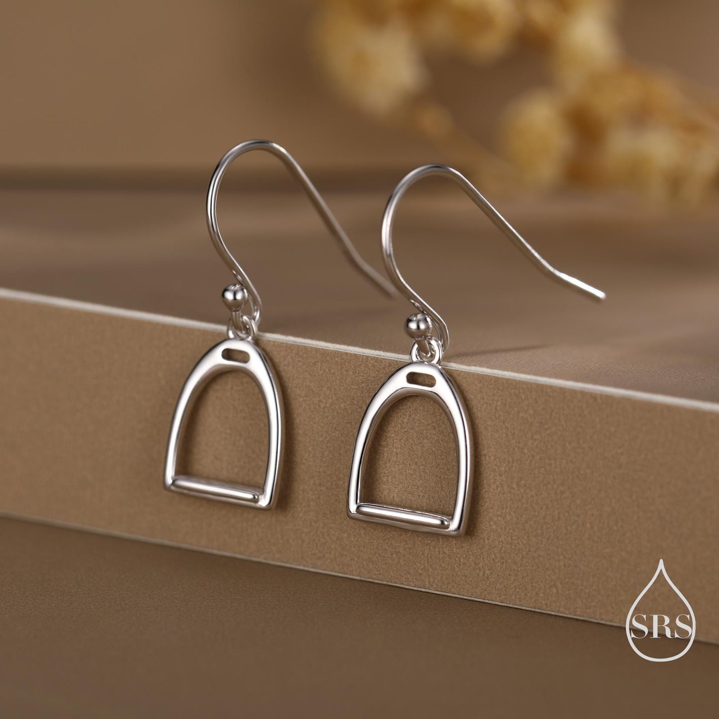 Equestrian Stirrup Sterling Silver Drop Earrings, Silver, Gold or Rose Gold Finish, Horse Earrings, Equestrian Jewellery, Animal Earrings