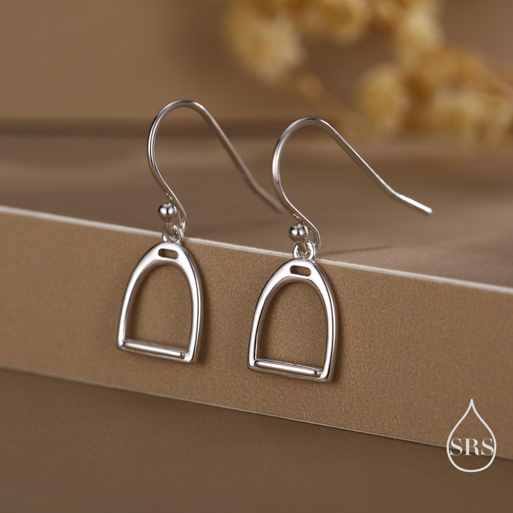 Equestrian Stirrup Sterling Silver Drop Earrings, Silver, Gold or Rose Gold Finish, Horse Earrings, Equestrian Jewellery, Animal Earrings
