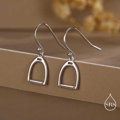 Equestrian Stirrup Sterling Silver Drop Earrings, Silver, Gold or Rose Gold Finish, Horse Earrings, Equestrian Jewellery, Animal Earrings