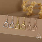 Equestrian Stirrup Sterling Silver Drop Earrings, Silver, Gold or Rose Gold Finish, Horse Earrings, Equestrian Jewellery, Animal Earrings