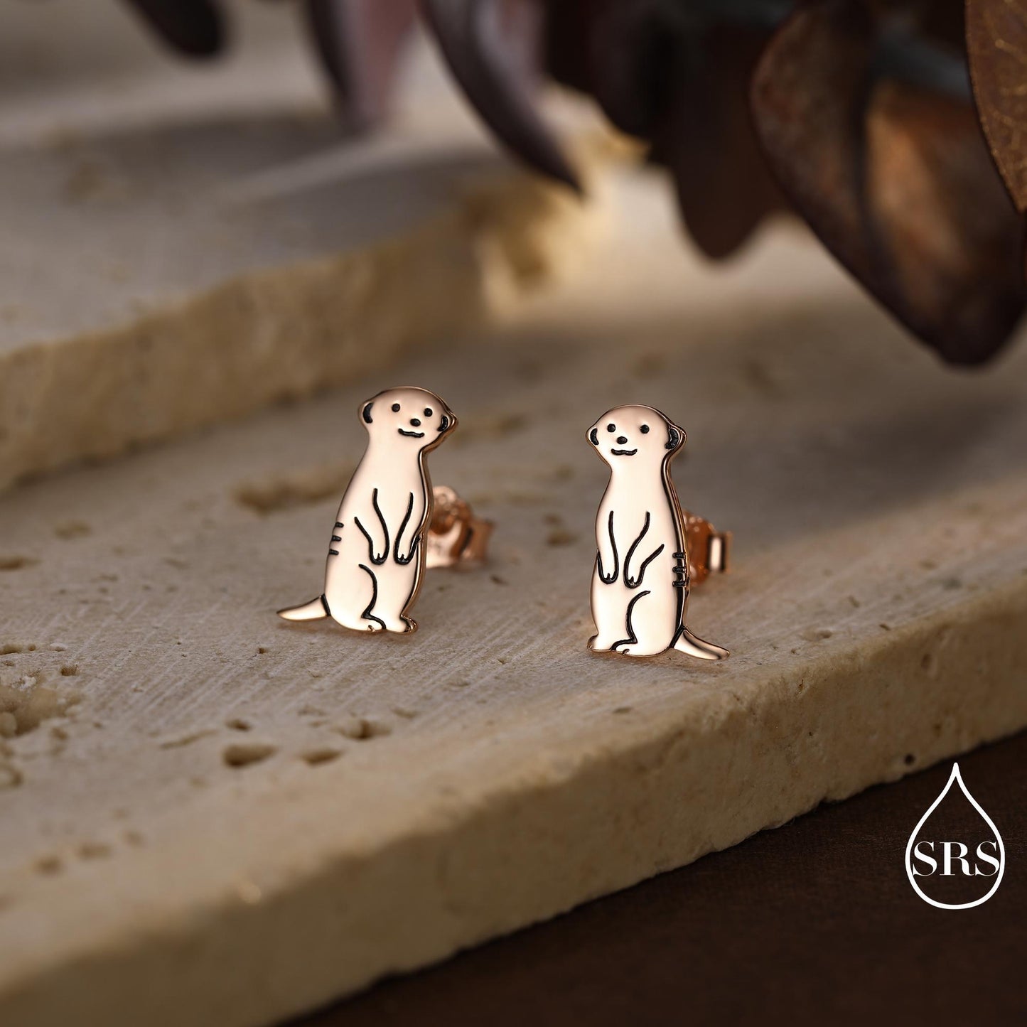 Tiny Meerkat Stud Earrings in Sterling Silver, Silver or Gold or Rose Gold Finish, Cute Animal Earrings, Nature Inspired Jewellery