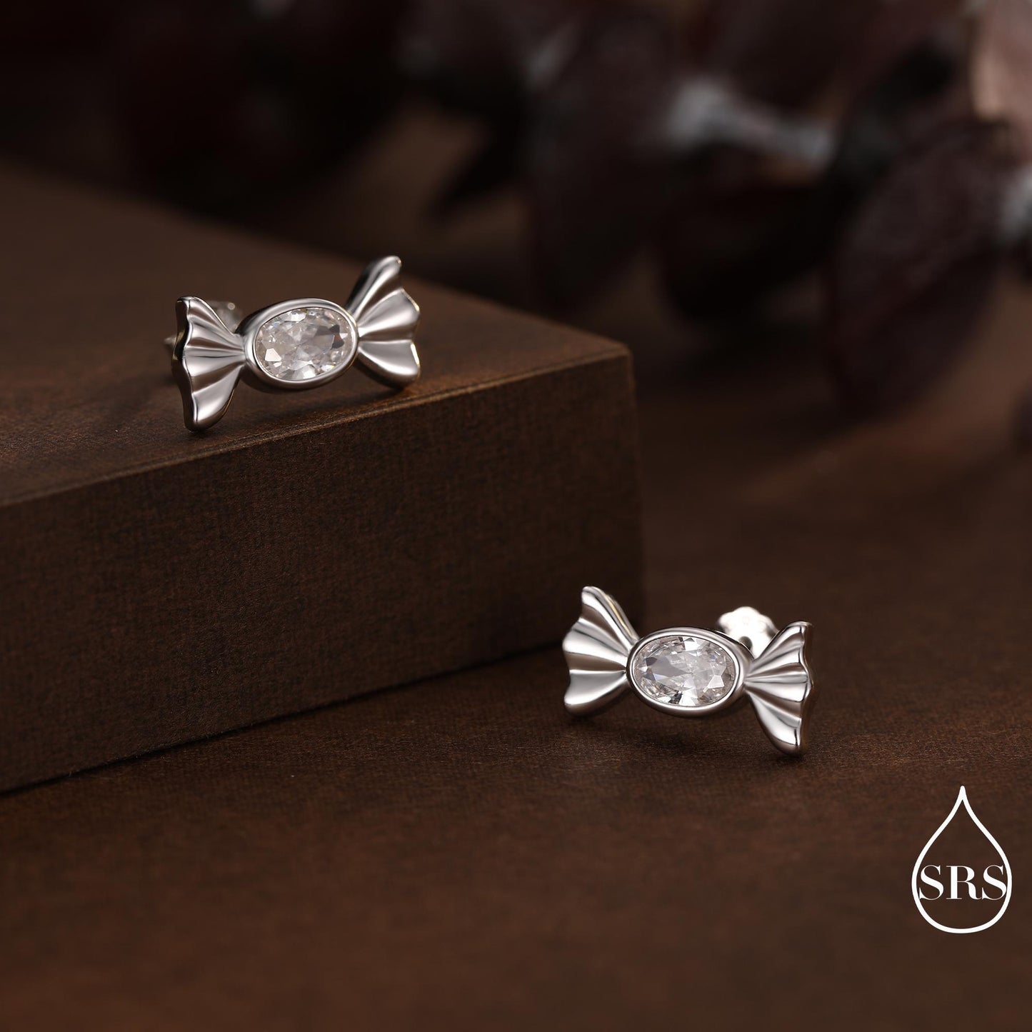 CZ Candy Stud Earrings in Sterling Silver, Silver or Gold Finish, Small Candy Sweet Earrings