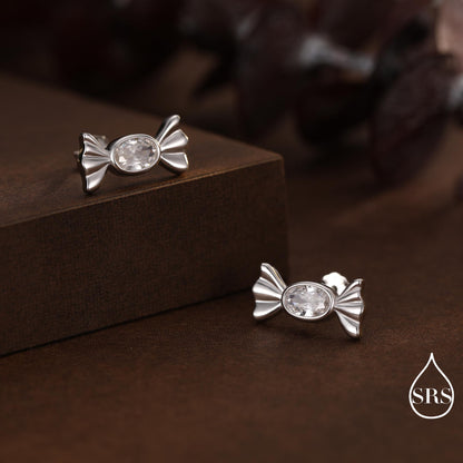CZ Candy Stud Earrings in Sterling Silver, Silver or Gold Finish, Small Candy Sweet Earrings