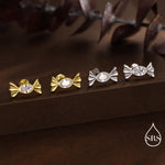 CZ Candy Stud Earrings in Sterling Silver, Silver or Gold Finish, Small Candy Sweet Earrings