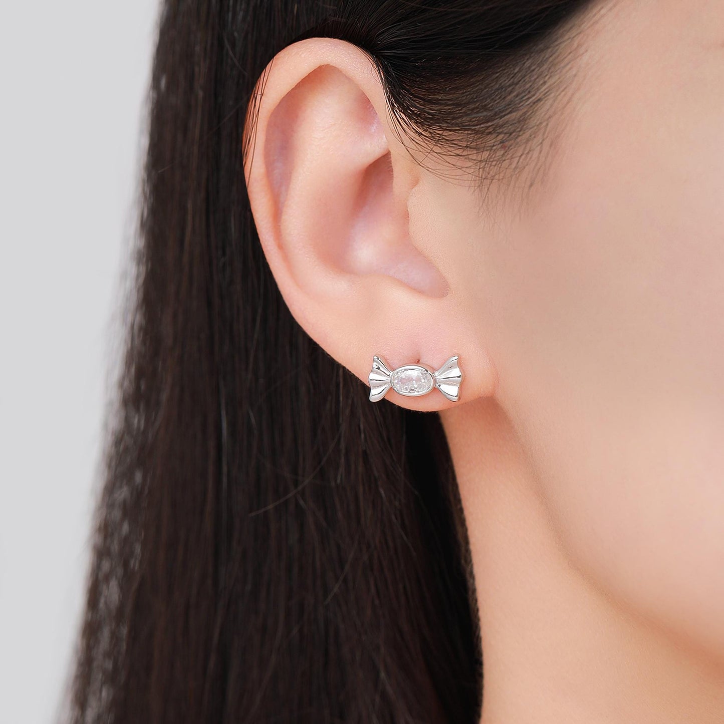 CZ Candy Stud Earrings in Sterling Silver, Silver or Gold Finish, Small Candy Sweet Earrings