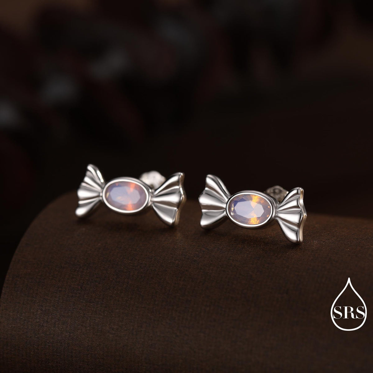 Opal Pink CZ Candy Stud Earrings in Sterling Silver, Silver or Gold Finish, Small Candy Sweet Earrings